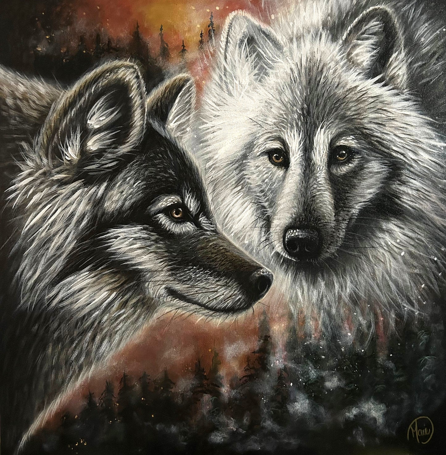 Housse de coussin - Loups